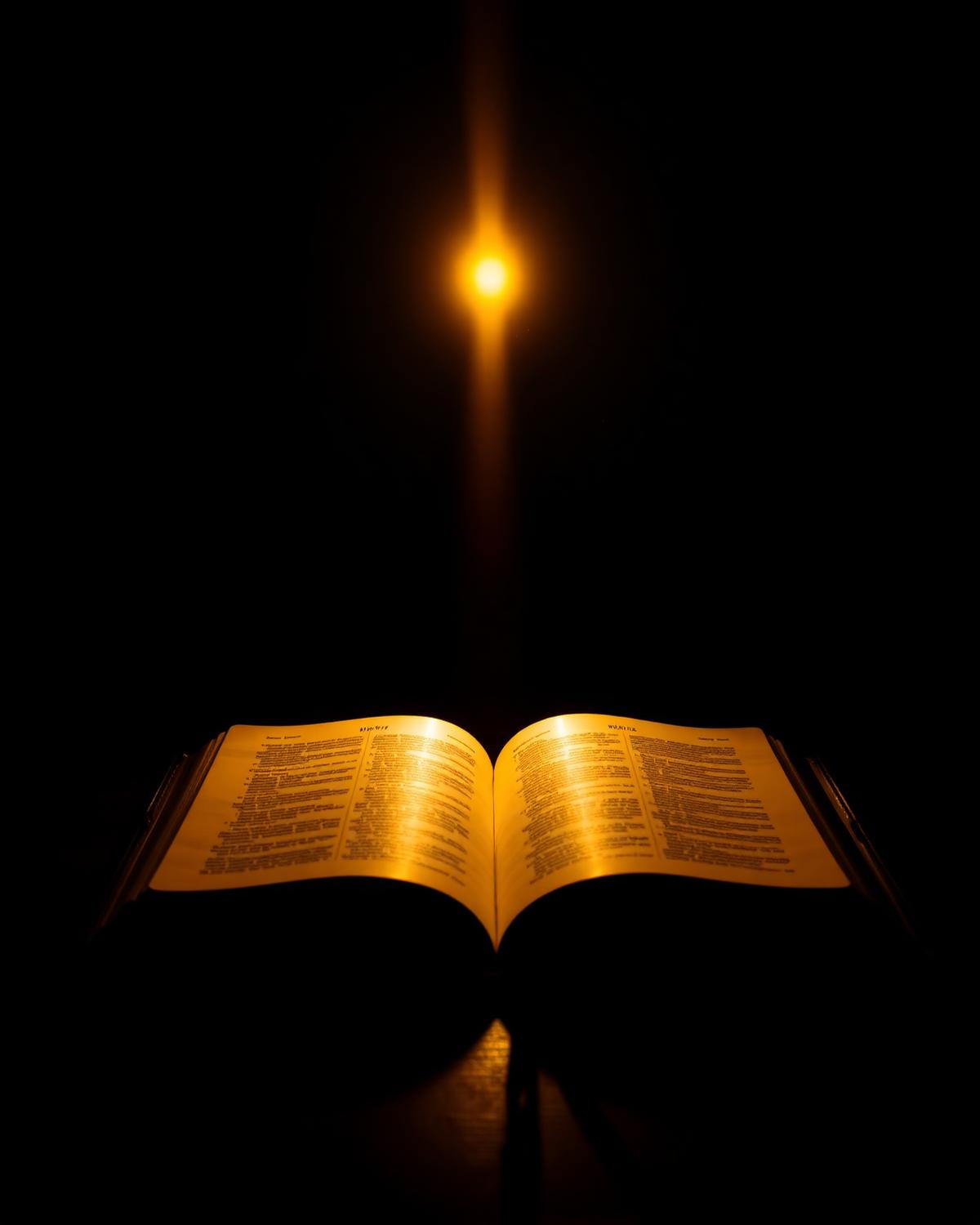 Open Bible in warm divine light